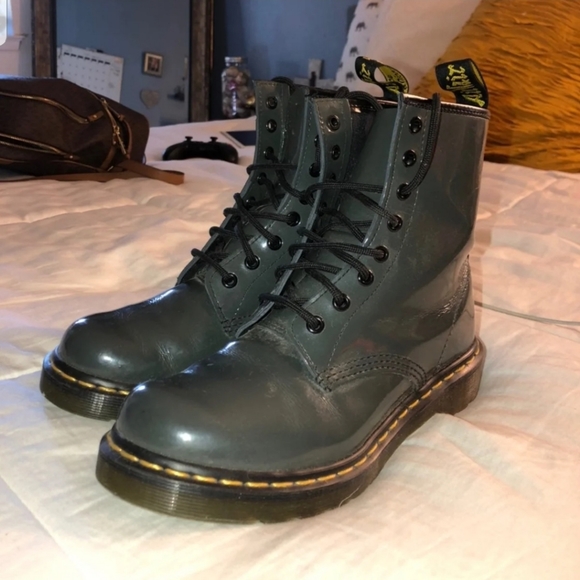 Dr. Martens Glossy Gray Ankle Boots - Picture 4 of 5